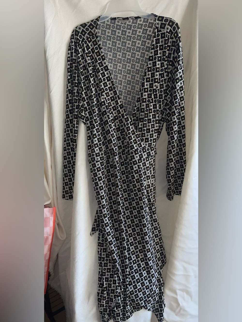 Black & White Geometric Wrap Dress